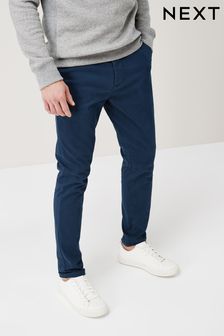 Dark Blue Skinny Fit Stretch Chino Trousers (190355) | £22