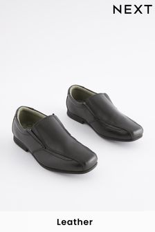 Black Wide Fit (G) School Leather Formal Loafers (190725) | £30 - £42