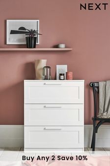 White Flynn 3 Drawer Chest of Drawers (192084) | £185