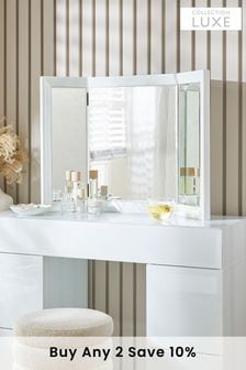 White Sloane Glass Rectangular Dressing Table Mirror