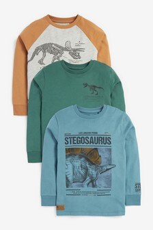3 Pack Long Sleeve Graphic T-Shirts (3-14yrs)