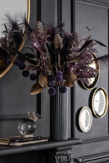 Artificial Floral Arrangement In Black Ceramic Vase