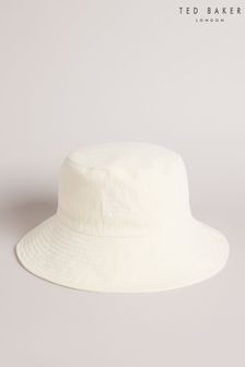 Ted Baker Samiya White Linen Cotton Blend Bucket Hat