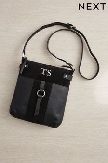 Personalised Black Messenger Bag