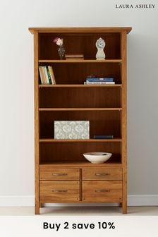 Milton Oak 4 Drawer Single Bookcase by Laura Ashley