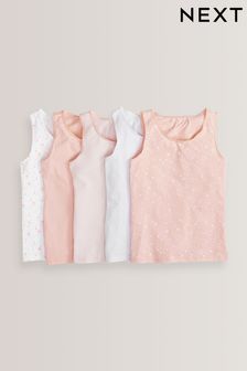 Pink/White Star/Stripe 5 Pack Vests (1.5-16yrs) (202967) | £12.75 - £16.75