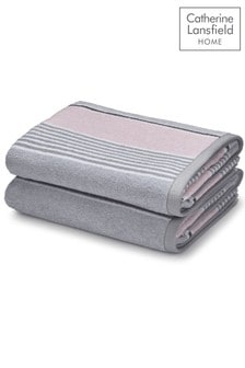 Catherine Lansfield Pink Textured Stripe Towel