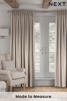 Oatmeal Soft Velour Made To Measure Curtains (203843) | £82