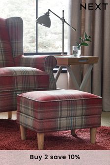 Versatile Check Sterling Red Light Legs Sherlock Storage Footstool (204053) | £110