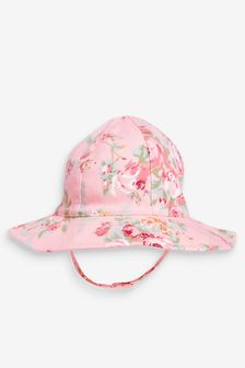 Pink Floral Baby Low Back Summer Bucket Hat (0mths-2yrs) (204843) | £8