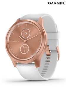 Garmin vivomove® Style White Silicone Smart Watch With Rose Gold Hardware