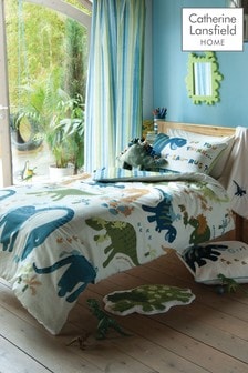 Catherine Lansfield Green Dino Easy Care Duvet Cover and Pillowcase Set