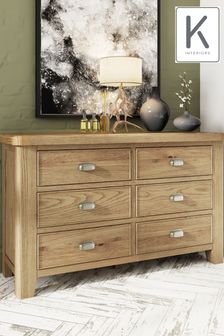 K Interiors Brown Embleton Solid Wood 6 Drawer Chest of Drawers