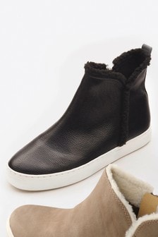 black leather high top trainers womens