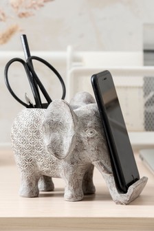 Grey Elephant Phone Holder Pen Pot