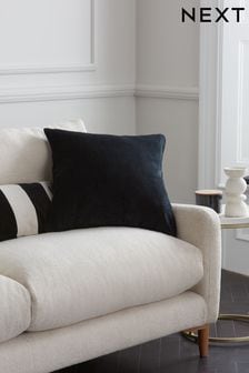 Black Soft Velour Large Square Cushion (207932) | £18