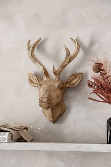 Natural Natural Wood Effect Stag Head Wall Plaque