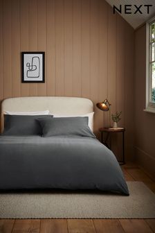 Charcoal Grey 100% Cotton Supersoft Brushed Plain Duvet Cover And Pillowcase Set (210677) | £30 - £62