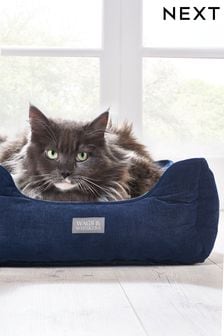 Navy Blue Chenille Pet Bed (211618) | £32 - £52