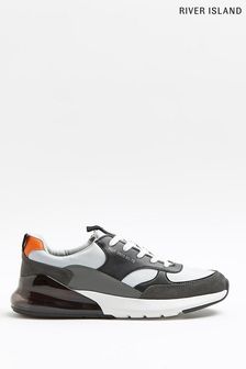 River Island Grey Lace Up Runner Trainer