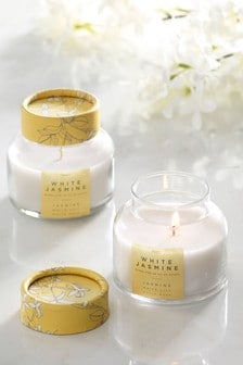 Set of 2 Yellow White Jasmine Scented Candles