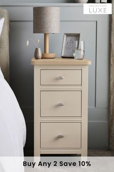 Hampton Country Luxe Painted Oak 3 Drawer Bedside Table