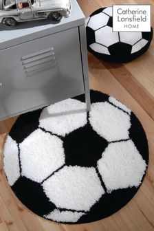 Catherine Lansfield White Football Shaped Rug