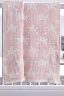 Pink Kids Soft Touch Chenille Star Blanket