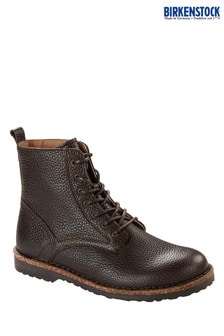 Birkenstock® Brown Grained Leather Lace Up Boots (216225) | £160
