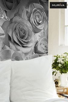 Muriva Silver Madison Glitter Floral Wallpaper Wallpaper