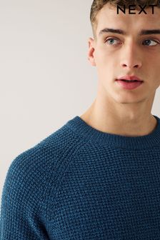 Mid Blue Crew Neck Textured Knitted Jumper (218300) | £28