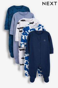 Modern Blues 5 Pack Baby Sleepsuits (0-2yrs) (219241) | £27 - £29