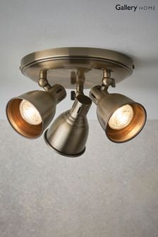 Gallery Home Antique Brass Orilla 3 Bulb Round Ceiling Light