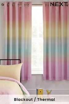 Multi Rainbow Ombre Eyelet Blackout Curtains