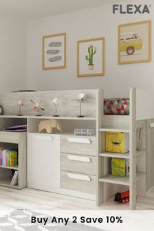 Girona Midsleeper With Desk, Chest, Cupboard And Shelving By Flexa