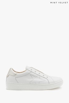 Mint Velvet Indie White Leather Trainers