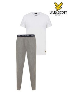 Lyle & Scott White Lounge Set Including Cuffed Bottoms And T-Shirt