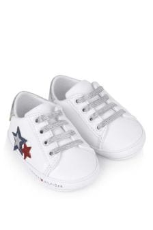 Tommy Hilfiger Baby Girls White Pre-Walker Trainers