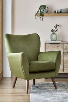 Opulent Velvet Olive Green Wilson Mid Leg Armchair (229630) | £320
