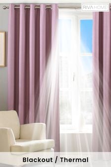 Riva Home Mauve Purple Twilight Thermal Blackout Eyelet Curtains