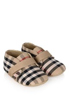 Burberry Kids Baby Beige Vintage Check Cotton Shoes