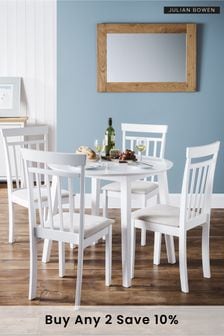 Julian Bowen White Coast Dining Table and 4 Chairs Set