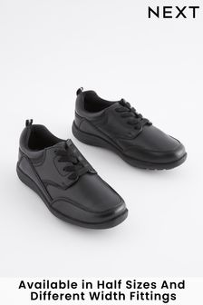 Black Narrow Fit (E) School Leather Lace-Up Shoes (233606) | £30 - £41