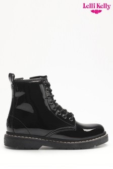 Lelli Kelly Black Patent Lace-Up Boots
