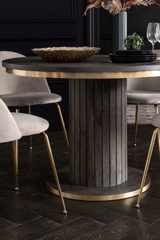 Piano Mango Wood Round 4 Seater Dining Table