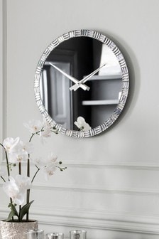 Silver Silver Alexis Mirrored Wall Clock