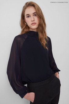French Connection Blue Noemi Jersey High Neck Top