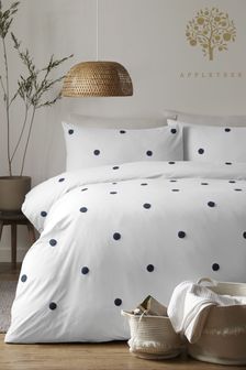 Appletree Navy Dot Garden Tufted Duvet Cover and Pillowcase Set