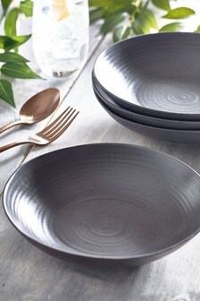 Charcoal Grey Kya Reactive Glaze Set of 4 Pasta Bowls