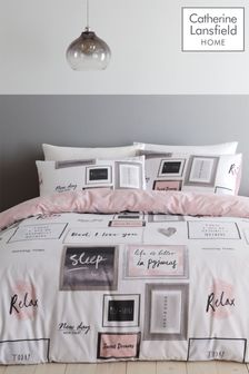 Catherine Lansfield Blush Pink Sleep Dreams Duvet Cover And Pillowcase Set